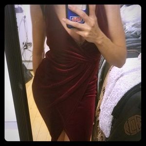 COPY - Holiday Party Dress Crushed Red Velvet !